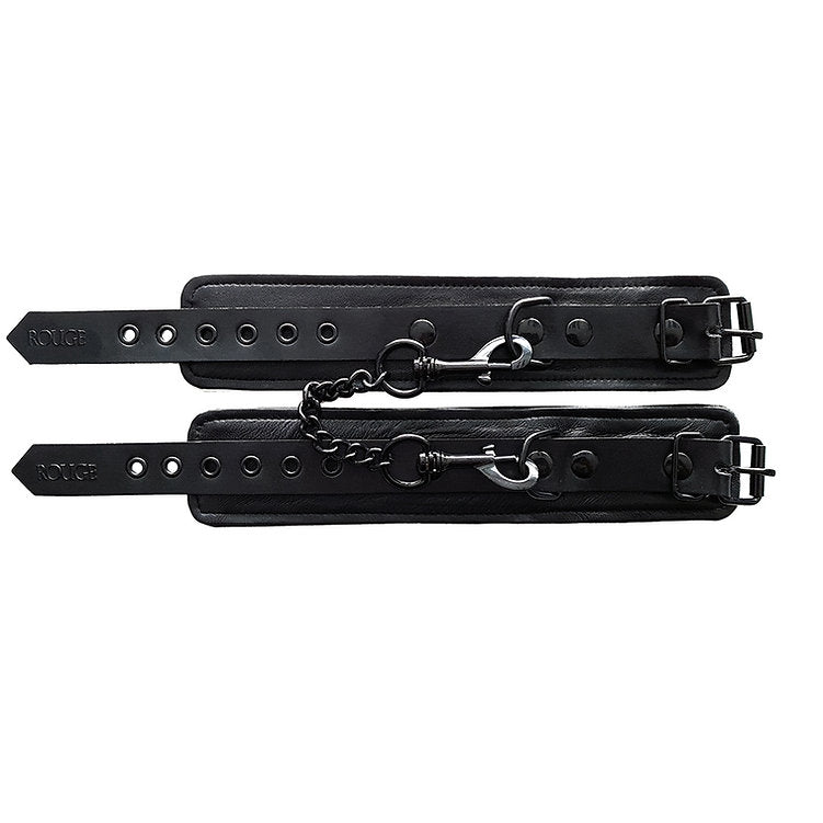 Leather Wrist Cuffs - Black with Black