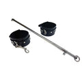 Adjustable Stainless Steel Leg Spreader Bar with Black Leather Cuffs