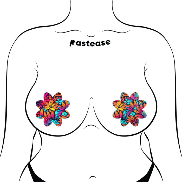 Neon Flowers Petal Breast Pasties