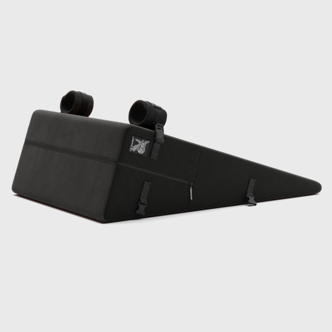 Liberator Black Label Ramp Sex Positioning Pillow with Cuffs Decor – Velvet Black