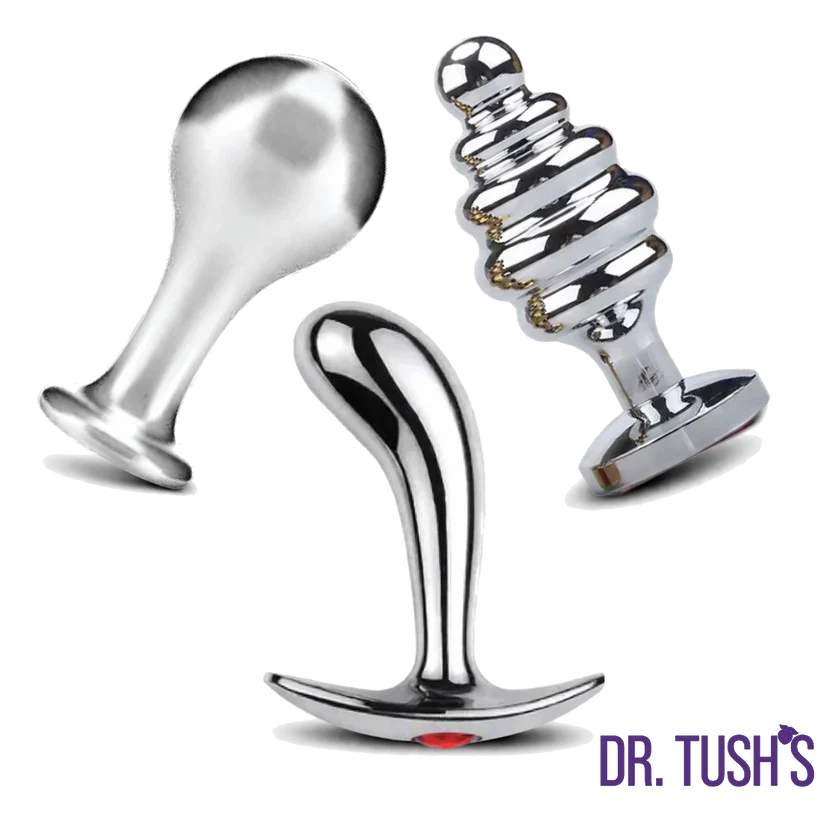 Tools of Temptation Collection (Small) - Metal Anal Plug Trio – Classic, Curved & Beaded