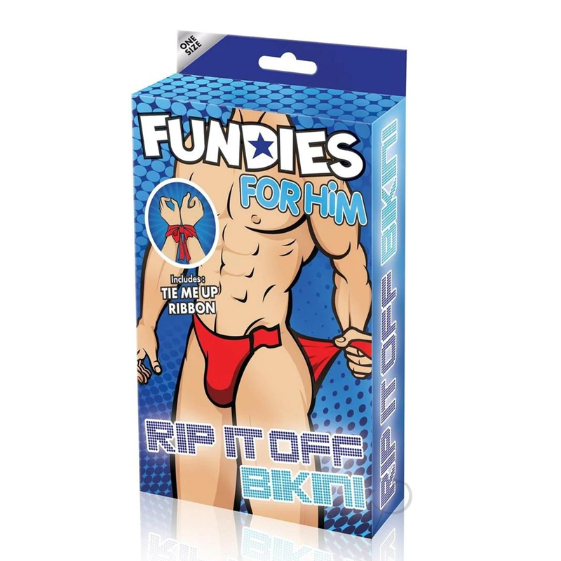 FUNDIES Rip It Off Bikini w/ red satin ribbons - OS - RED