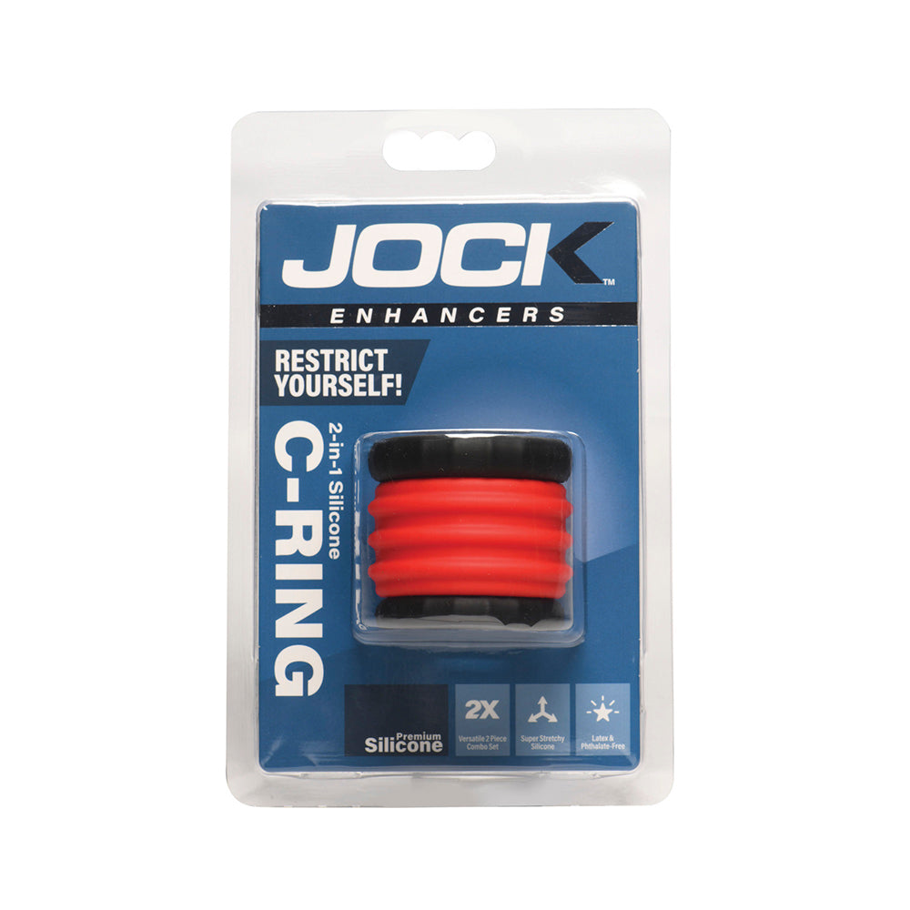 2-in-1 Silicone Cock Ring - Red