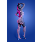 METAMORPHIC Glow-in-the-dark bodystocking dress; glows pink (White)