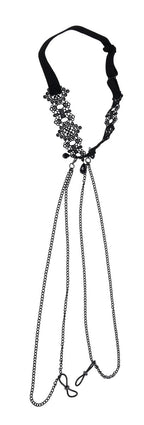 Lace Collar with Nipple Ties - Black