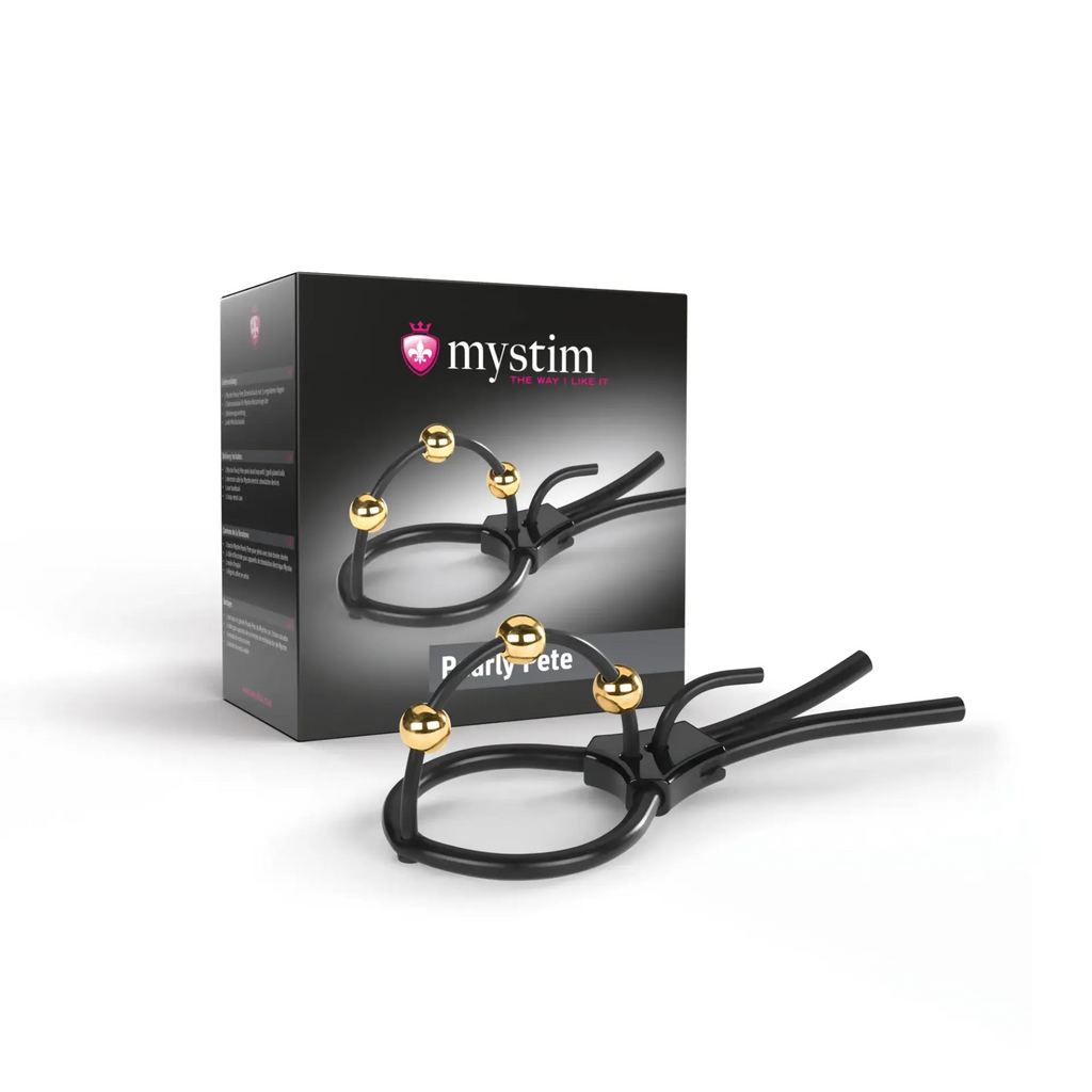 Mystim Pearly Pete - Corona Strap with golden balls