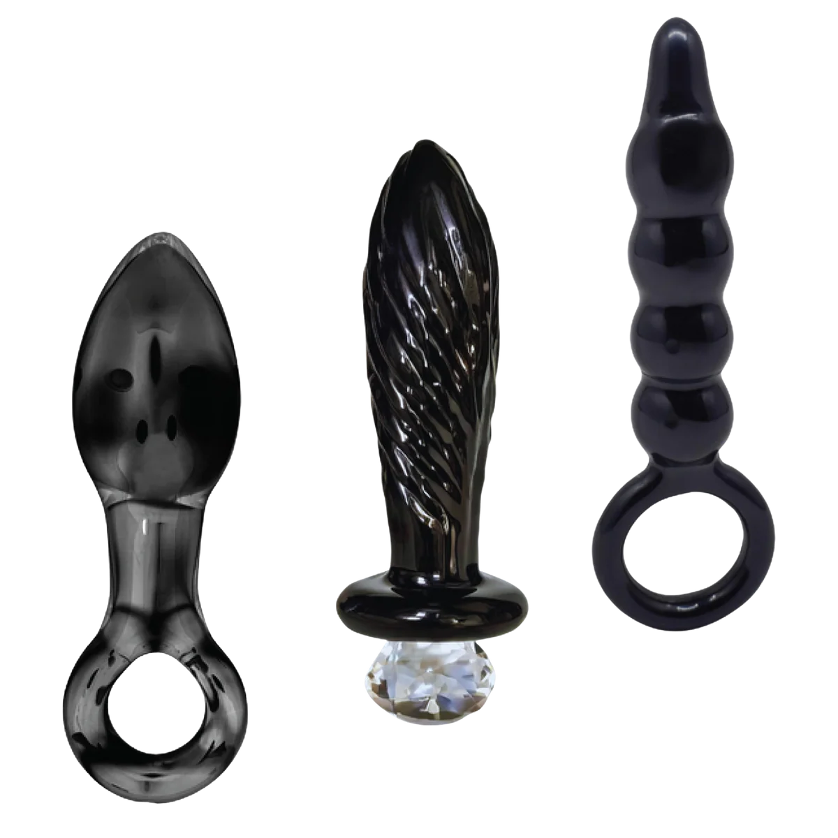 Dark Curiosity Set – All-Glass Anal Plug Trio