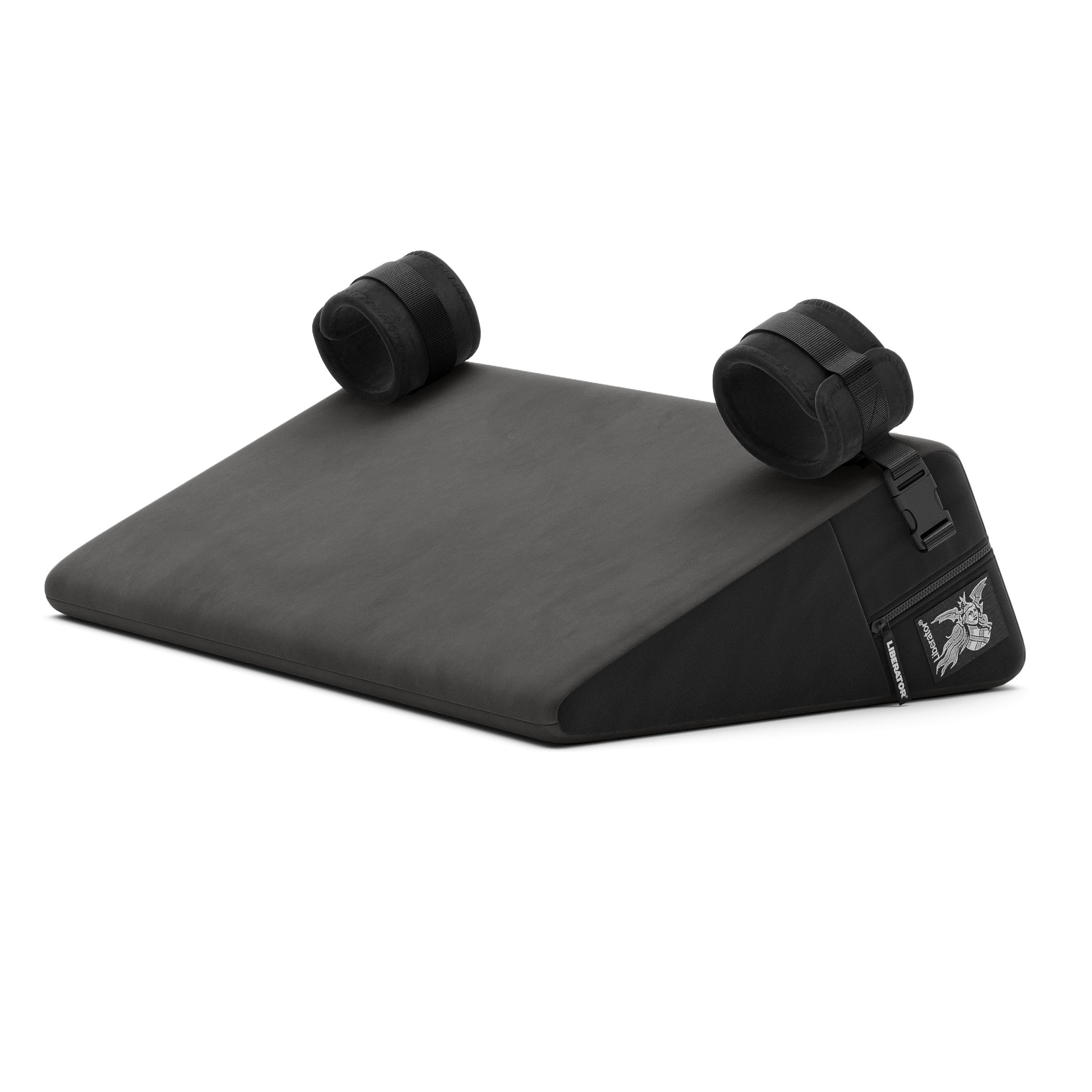 Liberator Black Label Wedge Pillow with Cuffs & Restraints – Velvet Black