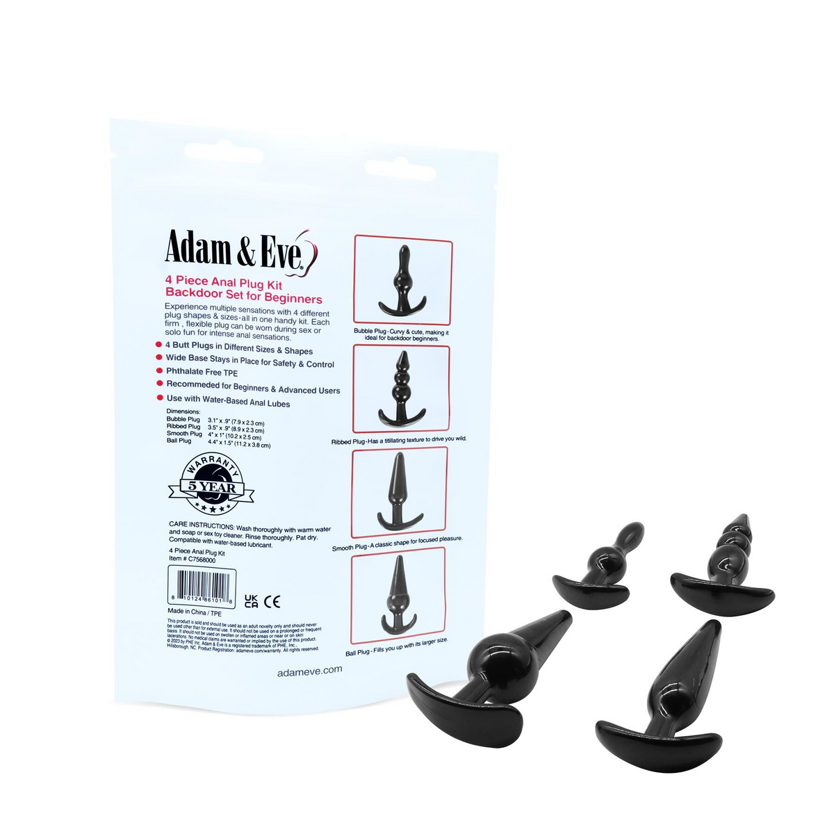 Adam & Eve 4-Piece Anal Plug Kit (Bag)