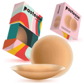 Pastease Everyday® Silicone Reusable Adhesive Nipple Covers w Travel Box - Caramel Tan - Large (D+ cups)