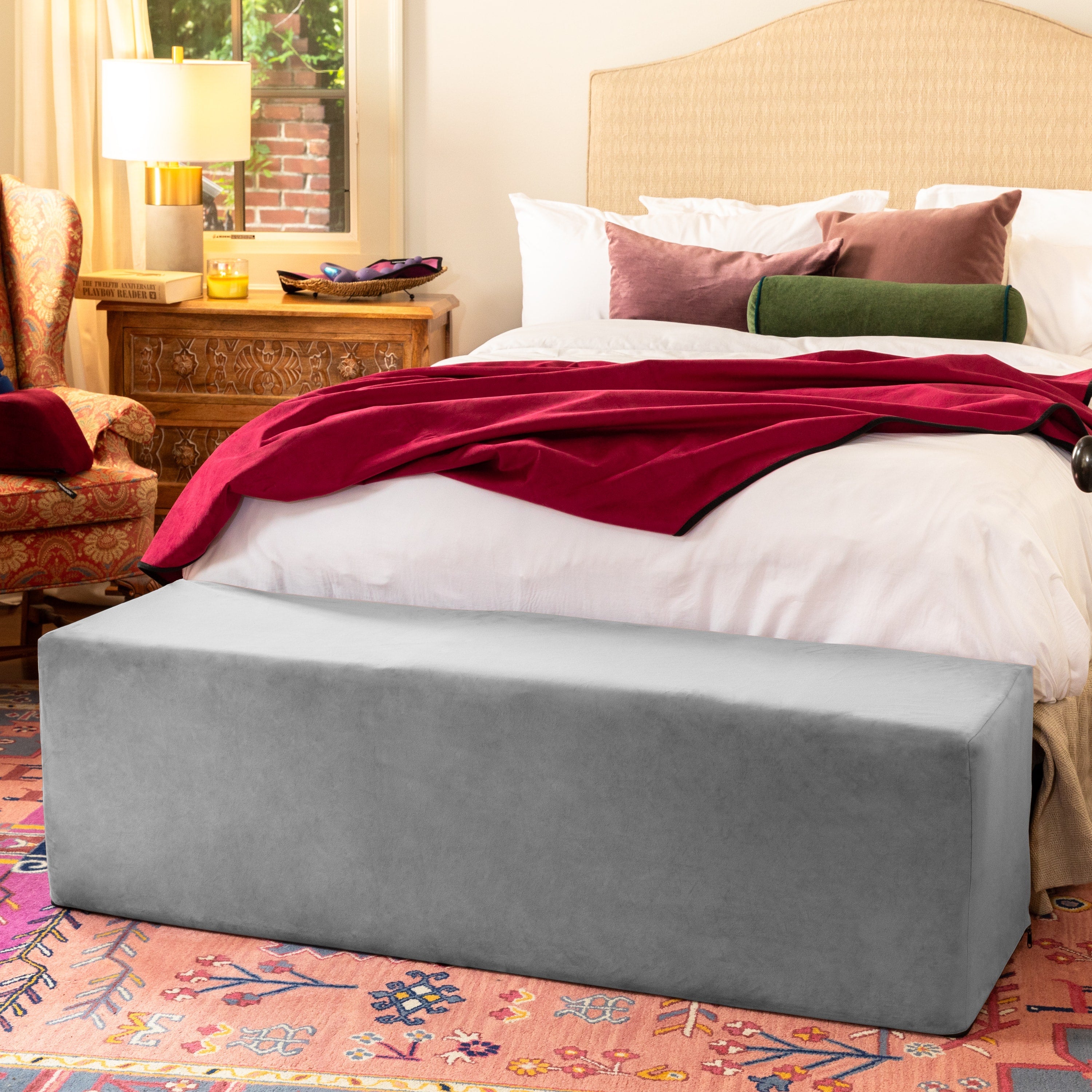 Aria Flip Chaise 18 Inch Wide - Convertible Sex Chair and Bed Bench, Grey