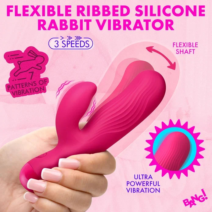 Flexible Ribbed Silicone Rabbit Vibrator