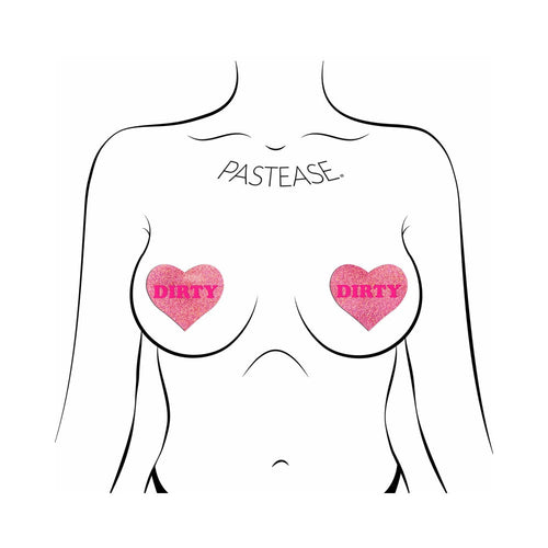 'DIRTY' Heart Pasties - Pink on Pink