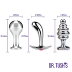 Tools of Temptation Collection (Small) - Metal Anal Plug Trio – Classic, Curved & Beaded