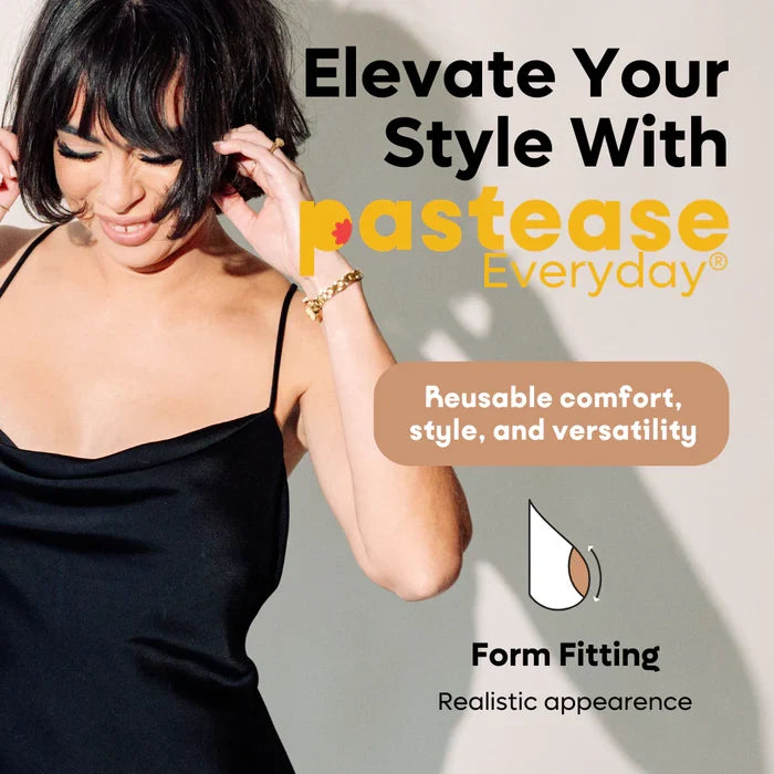 Pastease Everyday® Silicone Reusable Adhesive Nipple Covers w Travel Box - BLACK - Small (A-C cups)