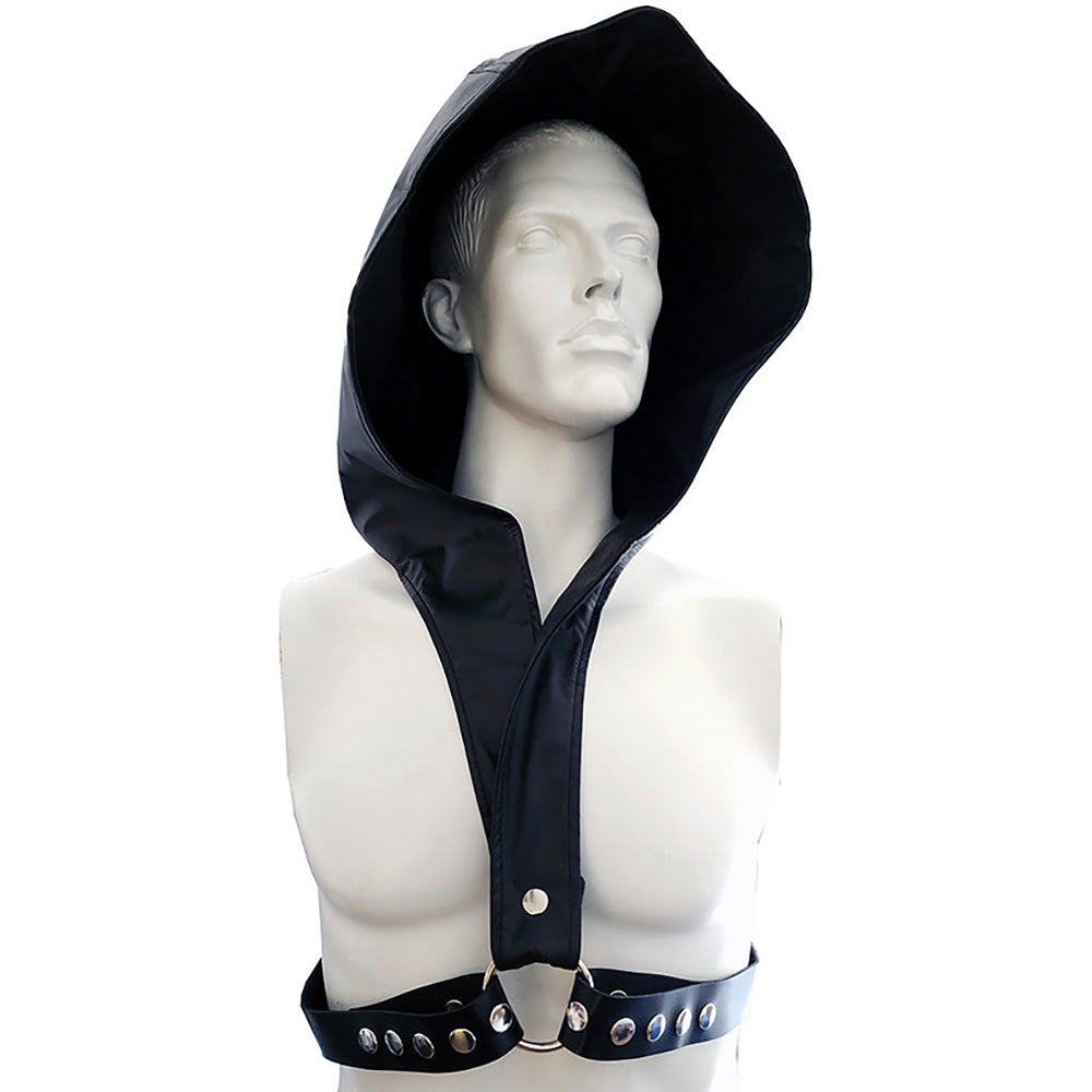 Faux Leather Hoody Harness With Leather Strap - One Size