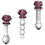 The Sacred Rose Anal Plug & Dildo Glass Trio